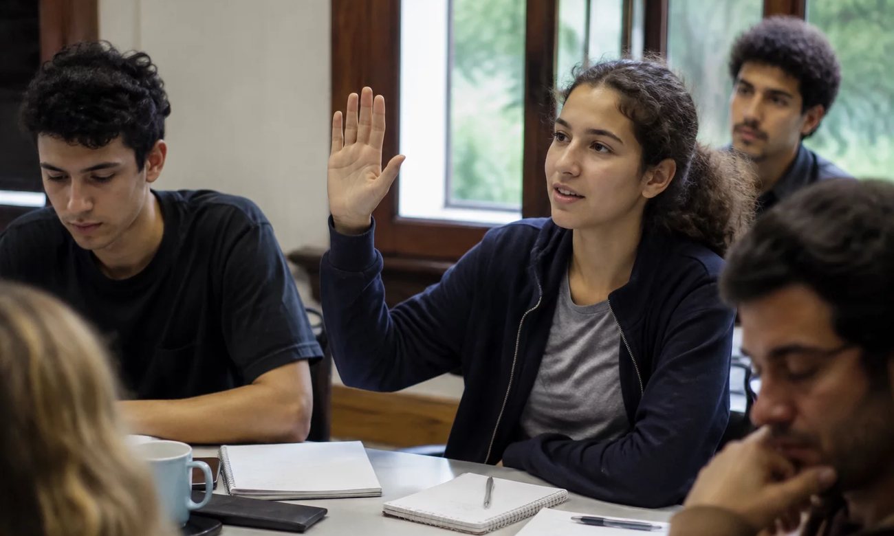 Dois participantes organizando a próxima rodada com caderno e marca-texto